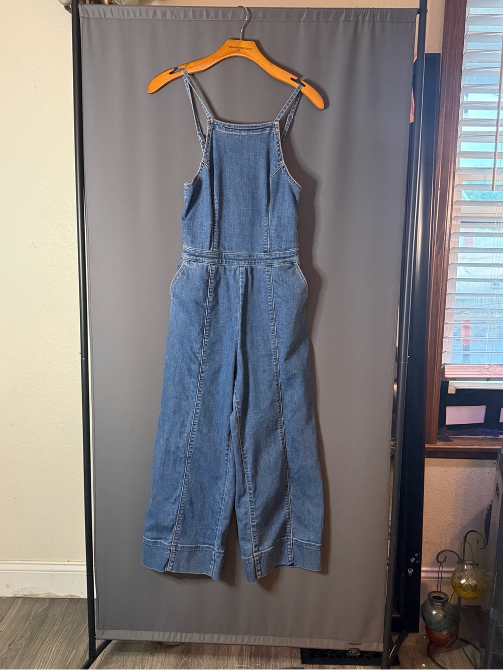 Denim Womans Wide-Leg One-Piece Jumpsuit - Blue